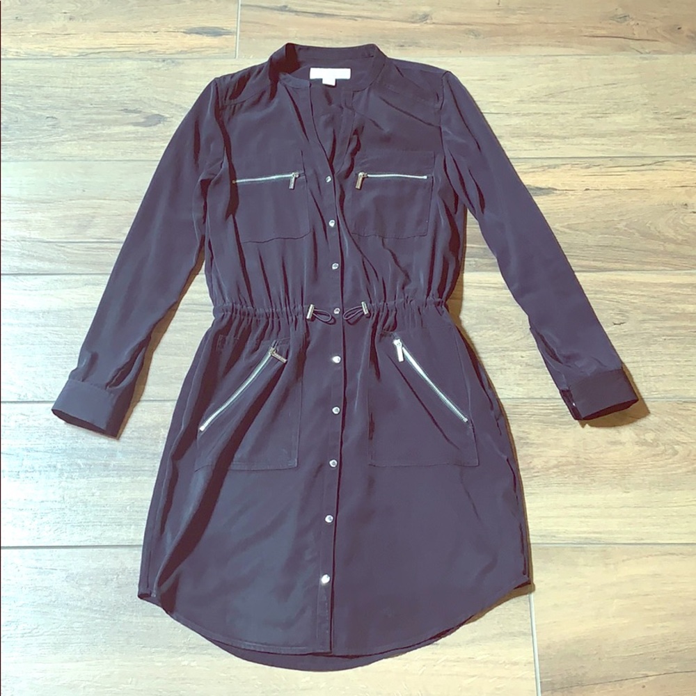 Michael Kors Navy Button Down Shirt Dress